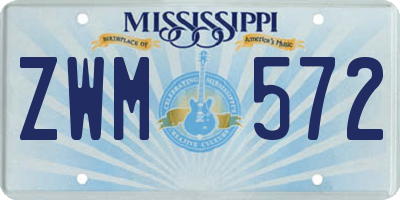 MS license plate ZWM572