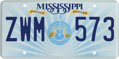 MS license plate ZWM573