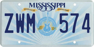 MS license plate ZWM574