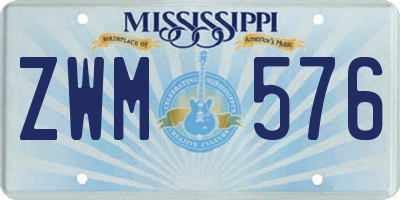 MS license plate ZWM576