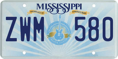 MS license plate ZWM580