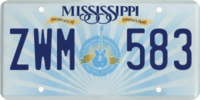 MS license plate ZWM583
