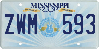 MS license plate ZWM593