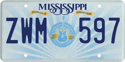MS license plate ZWM597