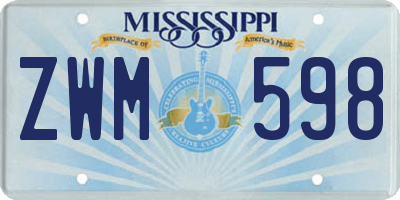 MS license plate ZWM598