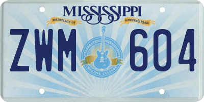 MS license plate ZWM604
