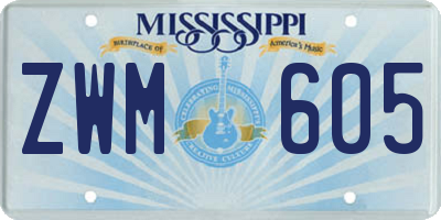 MS license plate ZWM605