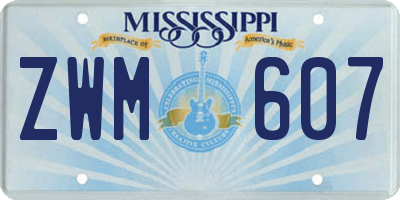 MS license plate ZWM607