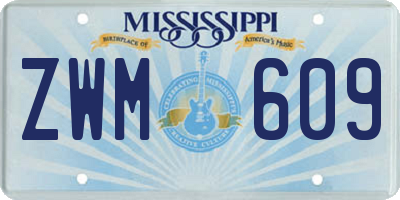 MS license plate ZWM609