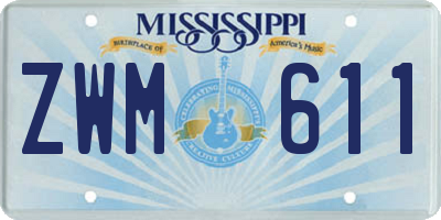 MS license plate ZWM611