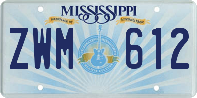 MS license plate ZWM612