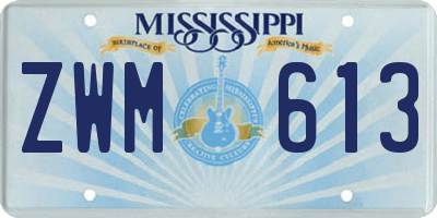 MS license plate ZWM613