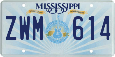 MS license plate ZWM614