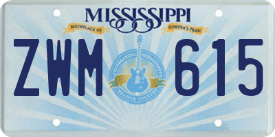 MS license plate ZWM615