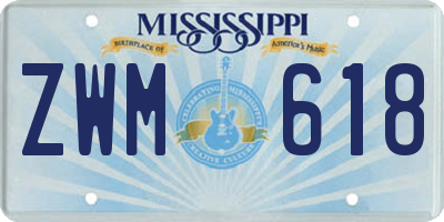 MS license plate ZWM618