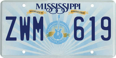 MS license plate ZWM619