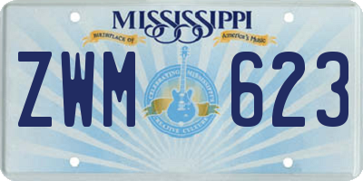 MS license plate ZWM623