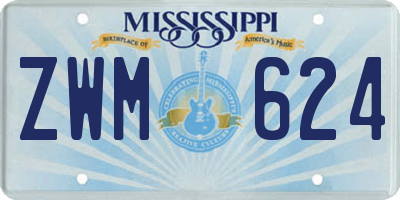 MS license plate ZWM624