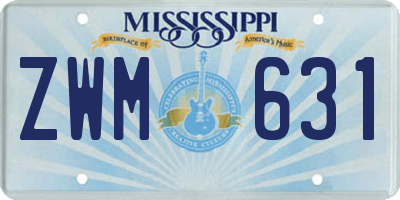 MS license plate ZWM631