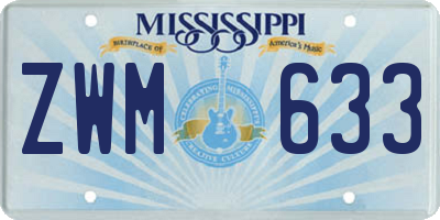MS license plate ZWM633