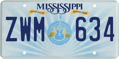 MS license plate ZWM634