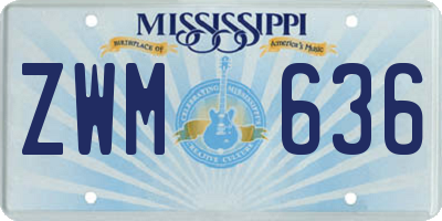 MS license plate ZWM636