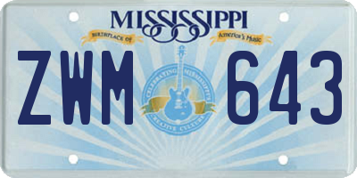 MS license plate ZWM643