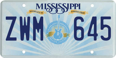 MS license plate ZWM645