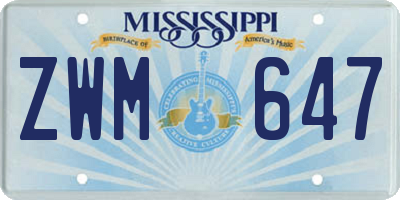 MS license plate ZWM647