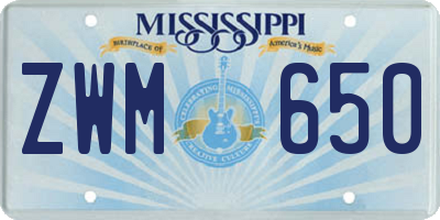 MS license plate ZWM650