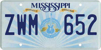 MS license plate ZWM652