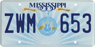 MS license plate ZWM653