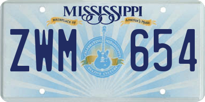 MS license plate ZWM654