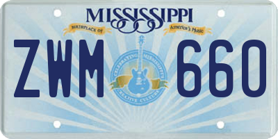 MS license plate ZWM660
