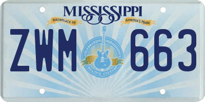 MS license plate ZWM663