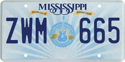 MS license plate ZWM665