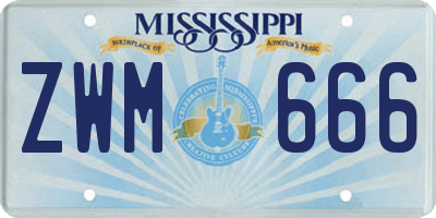 MS license plate ZWM666