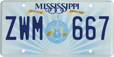 MS license plate ZWM667