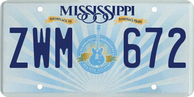 MS license plate ZWM672