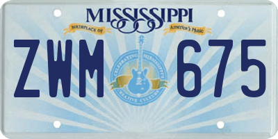MS license plate ZWM675