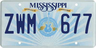 MS license plate ZWM677