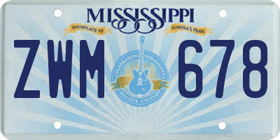 MS license plate ZWM678