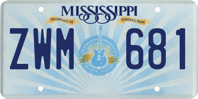 MS license plate ZWM681