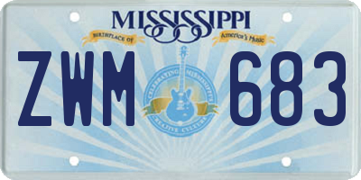 MS license plate ZWM683