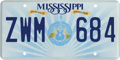 MS license plate ZWM684