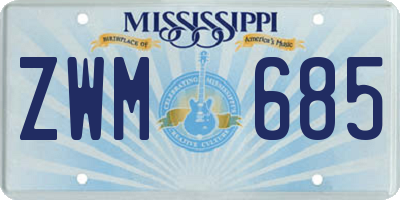 MS license plate ZWM685
