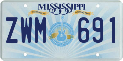 MS license plate ZWM691