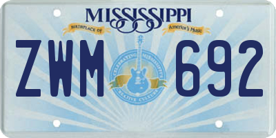 MS license plate ZWM692
