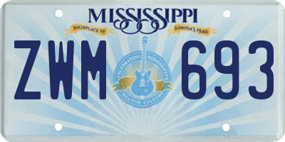 MS license plate ZWM693
