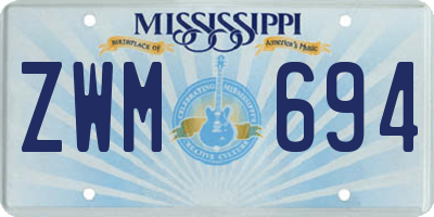 MS license plate ZWM694